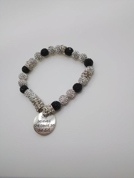 Zenspiration Jewelry  - Black  & White Collection  - Inside Out Tuxedo Bling Bracelet